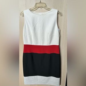Hugo Boss White, Red and Black Sleeveless Dress
